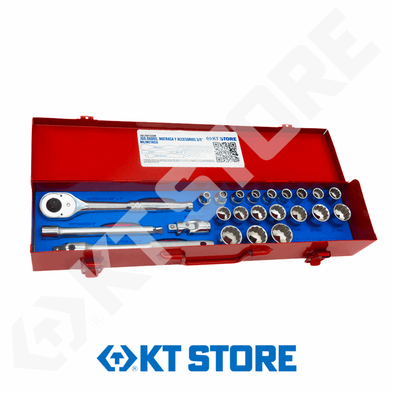 3/8" JGO DE DADOS, MATRACA, MANERAL Y ACCESORIOS 6MM-24MM